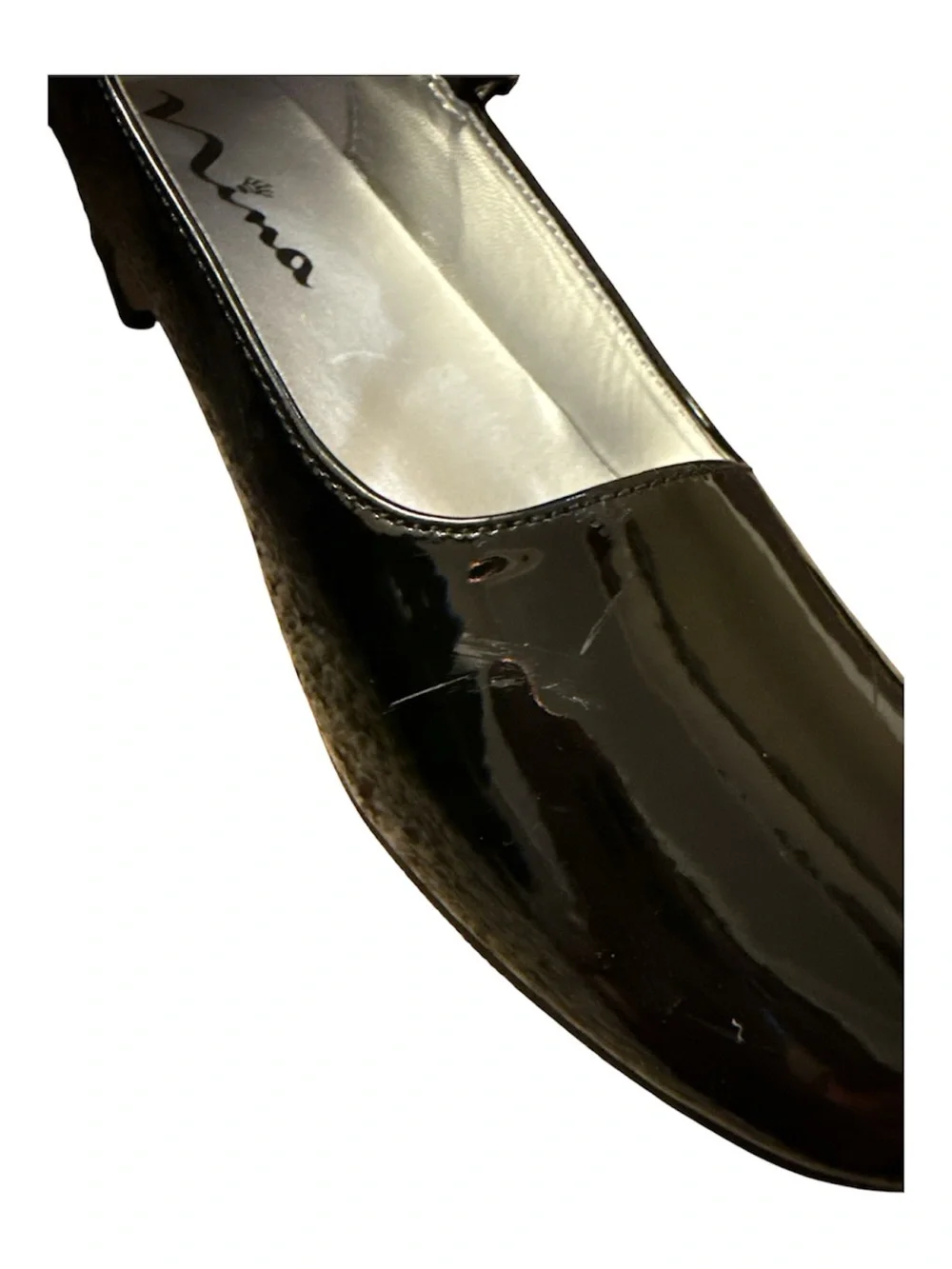 Nina Seeley Black Patent Mary Jane Heels Buckle Strap
